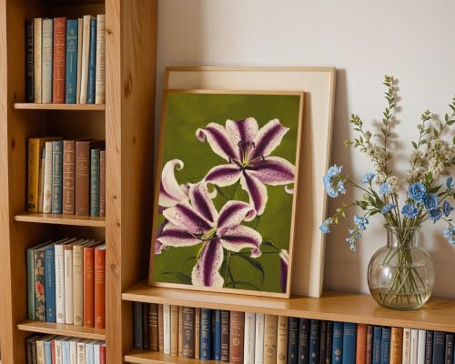 Abstract Floral Wall Art Purple Lily Canvas Wall Art 16x24 inch Unframed - color: Purple Lily Wall Art, size: 16L" x 24W"