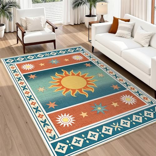 Area Rug 5x7 Sun Rug for Living Room Boho Southwestern Area Rugs Celestial - color: Sun, size: 5' x 7' (Rectangular)