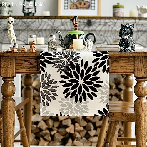 Artoid Mode Black Dahlia Halloween Table Runner 13x36 Inch - color: Black/Grey/Silver, size: 13" x 36", Table Runner