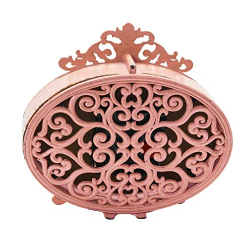 Creative Co-Op Distressed Pewter Mantel Clock, Pink - color: Pink