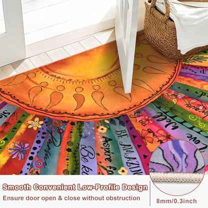 Likiyol Sun Runner Rug Non Slip 2x7'3 Inspirational Kitchen Runner Rug, Soft Faux Wool Runners for Hallways, Low Pile Washable Rug for Kitchen, Bedroom, Laundry Room - size: 2' x 7'4" (Rectangular)