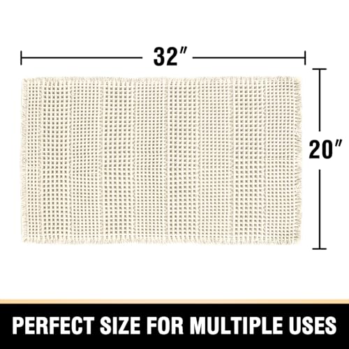 H.VERSAILTEX Upgraded Waffle Bath Mat Super Absorbent Non Slip Bath Rugs for Bathroom Floor Machine Washable Dry Fast Bathroom Rugs for Beside Tub, 20" x 32", Ivory - color: Ivory, size: 20" x 32"
