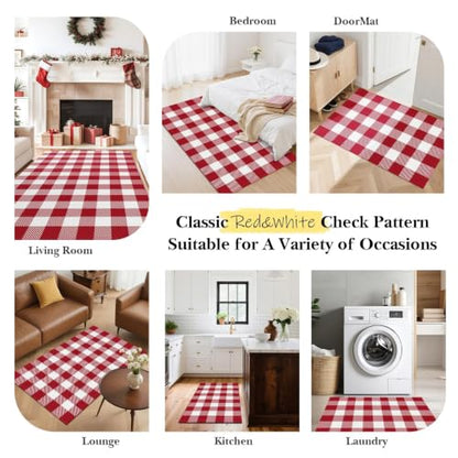 Outdoor Rugs, Red and White Area Rug Checkered 2’4’’x3’7’’ - color: Red & White, size: 2'4" x 3'7" (Rectangular)
