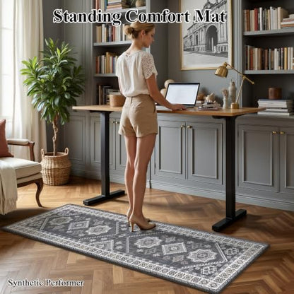 Ileading Anti Fatigue Kitchen Mat, Non Slip Cushioned Standing Floor Mat, Waterproof Kitchen Runner Rug, Farmhouse Comfort Padded Mat for Sink, Laundry, Office, Grey, 24''x71'' - color: Grey