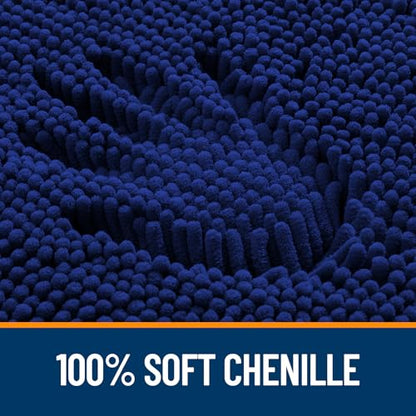 OLANLY Toilet Rugs U-Shaped 20x20, Soft Absorbent Chenille Contour Rugs - color: Navy, size: 20" X 20" Contour Rug