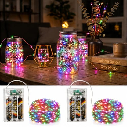 16FT 50LED Fairy Lights Battery Operated (Included), 2 Packs - color: Multicolor, size: 2 Pack - Batteries Included