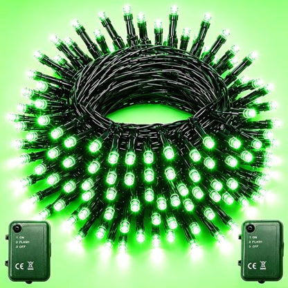 Pooqla Green String Lights Battery Powered, 2x50 LED Halloween Fairy Lights - color: Green, size: 50 LED x2