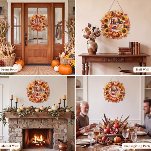 Yalikop Hello Fall Door Sign Wreath Wooden Fall Autumn Decorations Sign - style: Hello Fall