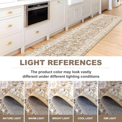 LOKHOM 2x10 Hallway Runnner Rug, Boho Non-Slip Washable Kitchen Rugs, Beige - color: Beige Brown, size: 2' x 10' (Runner)
