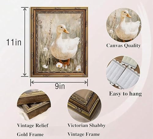 Vintage Duck Framed Wall Art Muted Duck Wall Decor 9×11 Inch - color: 【Duck】, size: 11''L×9''W