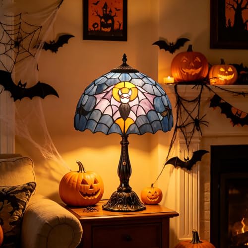 Tiffany Style Table Lamp,Gothic Bat Desk Lamp,Stained Glass lamp - color: Bat