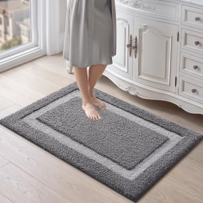 LUMI Bathroom Rug, Non Slip Absorbent Bath Mat, Dark Grey, 24"x36" - color: Dark Grey, size: 24"x36"
