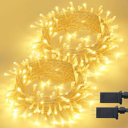 JMEXSUSS 2 Pack Warm White Christmas Lights Indoor, Total 200 LED 66FT - color: Warm White, size: 200 LED
