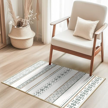 2x3 Washable Area Rugs for Living Room Boho Bathroom Rug Green/Brown - color: Green/Brown, size: 2' x 3' (Rectangular)