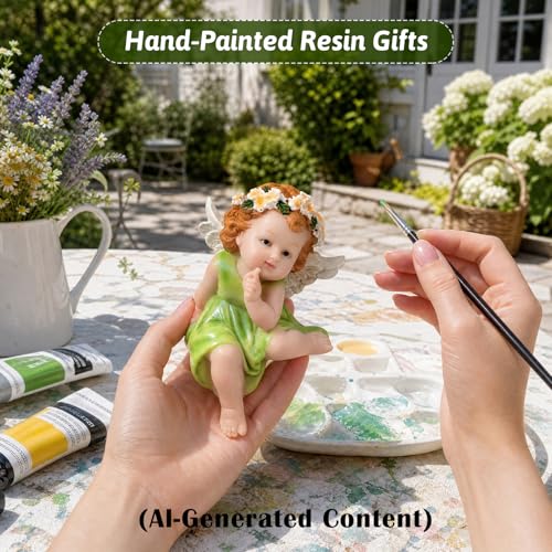 XJar Resin Garden Fairy Figurine, Sitting Hand Painted Yard Decor Statue - color: Fairy - Sitting Posture