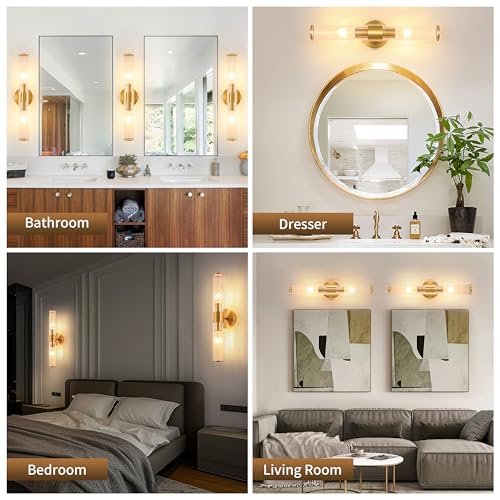 Gold Battery Operated Wall Sconces Set of Two, Dimmable Rechargeable Sconce - color: Gold