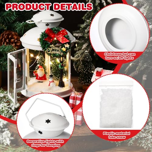 Amyhill 15 Pcs Lighted Christmas Table Figurines Centerpieces Christmas in Heaven Lantern Indoor Party Decor Fake Snow Resin Santa Claus Mini Xmas Tree Gingerbread House Wreath DIY Table Decor Gifts