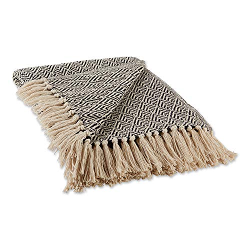 DII Diamond Throw Collection Cotton Woven, 50x60, Black - color: Black, size: 50x60"