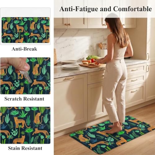 Kitchen Floor Mat 36x20in Waterproof Anti-Fatigue Kitchen Mats - color: Cheetah in Plant