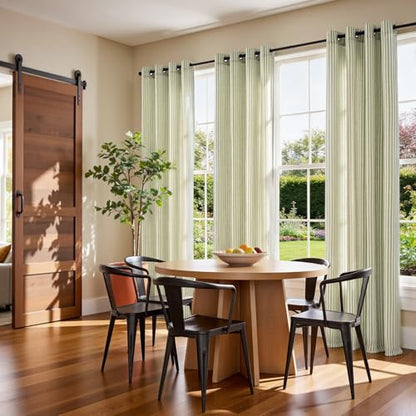 Vangao Linen Striped Curtains for Living Room Bedroom Farmhouse - color: Boxter Striped| Green on Beige, size: 50"W x 63"L (Pack of 2)