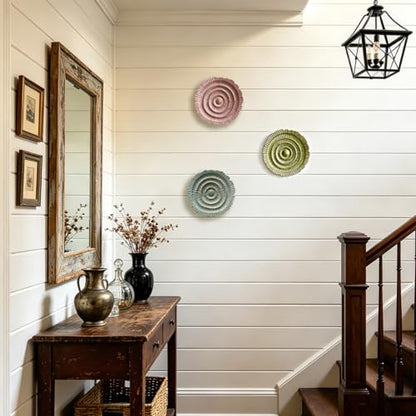 Metal Wall Sculpture, 10'' Round Textured Radiant Sunburst Wall Decor - color: 053A-Pink