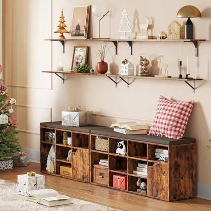 DINZI LVJ Long Wall Shelves, 47.3Inch Wooden Floating Shelves with Brackets - color: Rustic Brown, size: 47.3 Inch