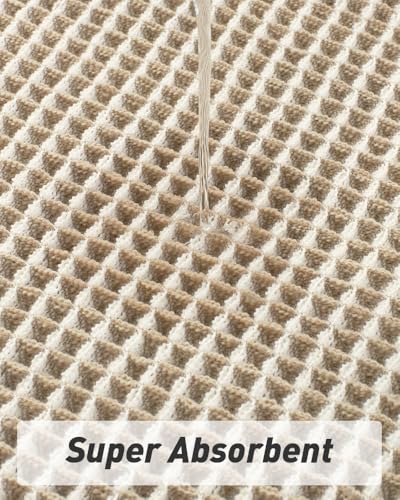 Upgraded Waffle Bath Mat Ultra Absorbent Non Slip Bathroom Mat, 18" x 30" - color: Brown & Cream, size: 18" x 30"
