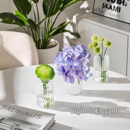 Glass Bud Vases Set of 20, 4.7 Inch Clear Ribbed Bud Vases for Centerpieces - color: 4.7inch-20pcs