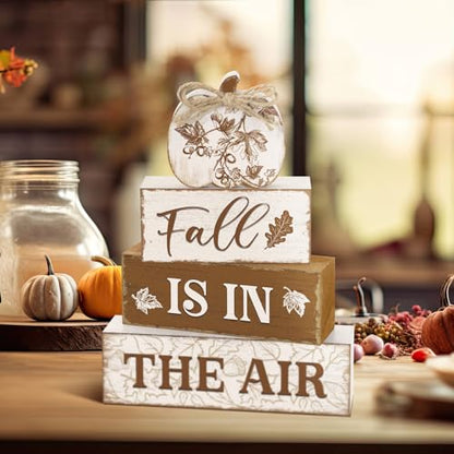 Yousoontic 4 Pcs Fall Pumpkin Figurines Set, Rustic Farmhouse Decor - style: Fall Rustic Pumpkin