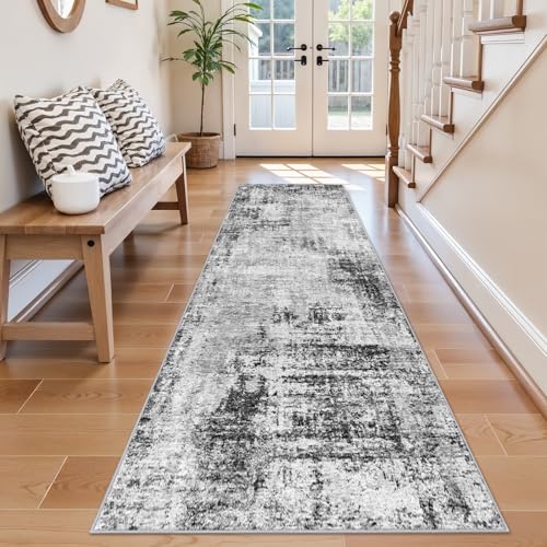 2x8ft Carpet Runner for Hallway: Washable Non Slip Kitchen Rug Black - color: Black, size: 2' x 8' (Runner)