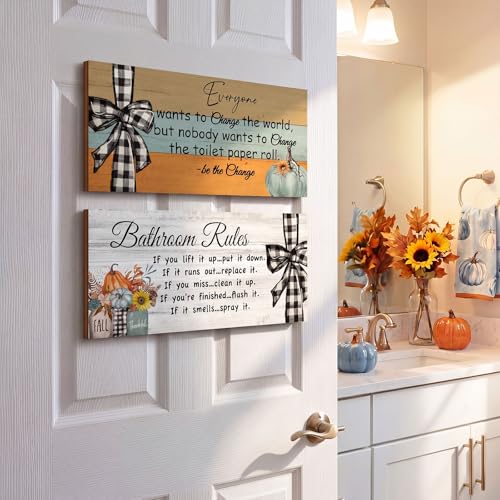 Jetec 2 Pcs Fall Decor for Bathroom Fall Decorations Autumn Rustic Decor - style: Autumn Style