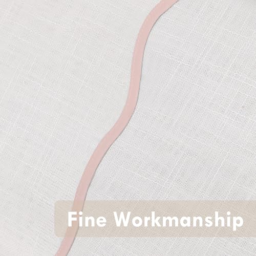 DriftAway Semi Sheer Scalloped Edge White Coastal Beach Window Curtains for Living Room Bedroom 2 Panels Rod Pocket Each Size 52 Inch by 84 Inch Pink - color: White Pink, size: 52"W x 84"L (Pack of 2)