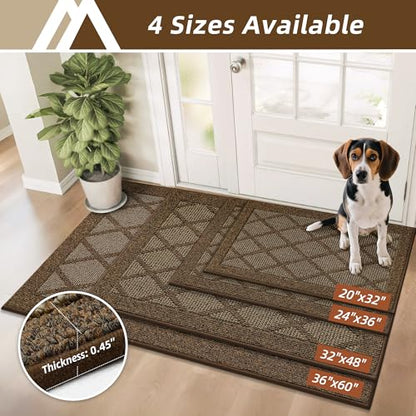 COSY HOMEER Non-Slip Door Mat 36"x60",Entryway Rugs Low Profile,Brown - color: Brown, size: 5' x 3' (Rectangular)