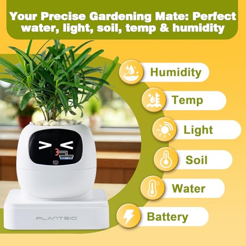 PLANTSIO Smart Plant Pot with Screen, 80ml Self-Watering Planter White - color: White