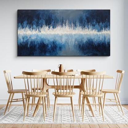 YISXINOAG Deep Blue Abstract Wall Art Modern Calm Cool Tones Canvas 24"X48" - color: deep blue, size: 48"L x 24"W