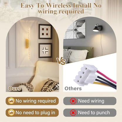 camuucci Battery Operated Wall Sconces Set of 2, Rechargeable Wall Lights - color: Gold, size: 25.6 Inches