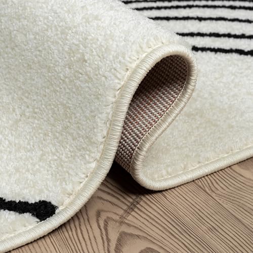 Abani Cream and Black Swirl Area Rug | 4" x 6" Beige Carpet with Wave Pattern | Modern Rug for Living Room, Bedroom and Office | Nuevo Collection - color: Cream, size: 4' x 6' (Rectangular)
