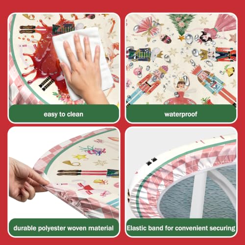 Nutcracker Christmas Tablecloth Round 43x43 Inch Polyester Woven - color: Nutcracker