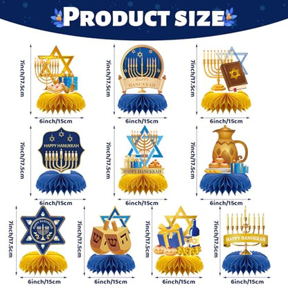 Hanukkah Table Decorations, 10Pcs Chanukkah Honeycomb Centerpieces - style: Hanukkah Style