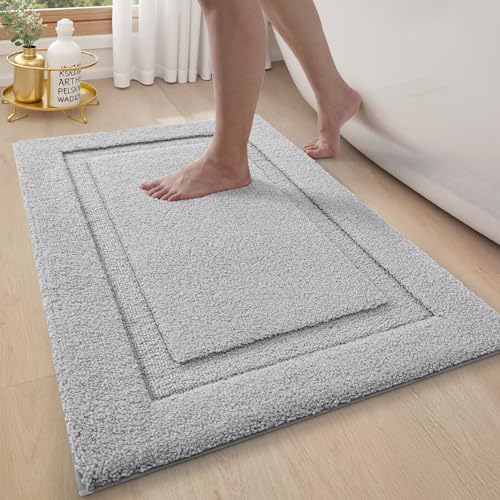 LUMI Ultra Soft Bathroom Rugs Absorbent, Non Slip Bath Mat 24x36, Grey - color: Grey, size: 24" X 36"