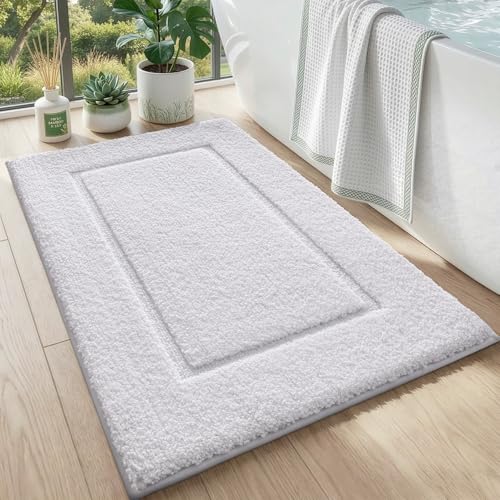 DEXI Bath Mat 36x24, Soft Absorbent Bathroom Rugs Non Slip, White - color: White, size: 36" X 24" (Rectangular)