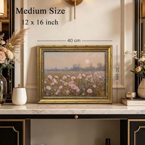 DR.RiftArt Vintage Pink Wildflower Meadow Wall Art Floral Landscape Decor - color: Pink Wildflower, size: 16"L x 12"W