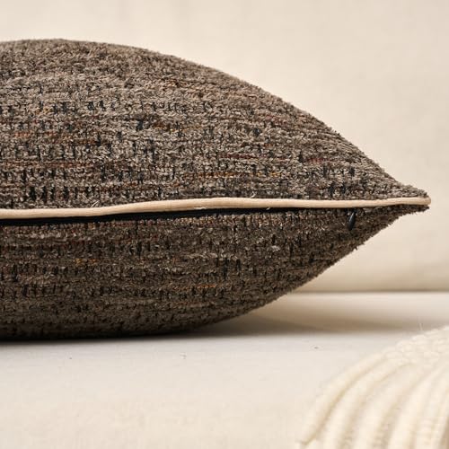 Yangest Chenille Pillow Cover 12 x 20 Inches, Thick Textured Rectangle Throw Pillow Cover Farmhouse Modern Soft Accent Couch Neutral Pillow Cover for Living Room Bedroom, Gray Brown - color: Gray Brown, size: 20" x 12" (Pack of 1)