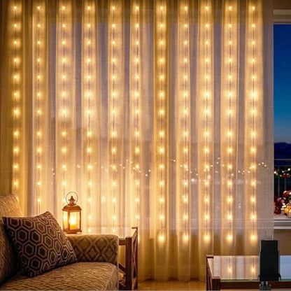 Vigdur Led Curtain String Lights, 8FT 210 Warm LEDs Christmas Fairy Lights - color: 1 Pack