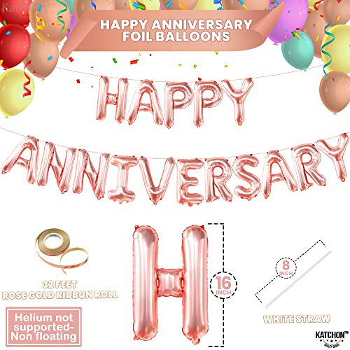 KatchOn Rose Gold Happy Anniversary Balloons Letters 16 Inch - style: Rose Gold