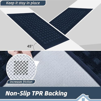 BEQHAUSE Dirt Trapper Door Mats 20"x32", Non Slip Washable, Navy Blue - color: Navy Blue, size: 20" X 32" (Rectangular)