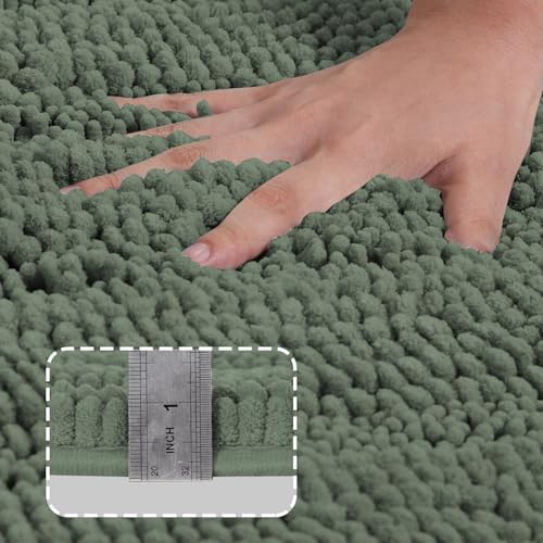 Turquoize Small Bathroom Rug 17x24, Absorbent Chenille Bath Rug, Green Bay - color: Green Bay, size: 17" x 24"