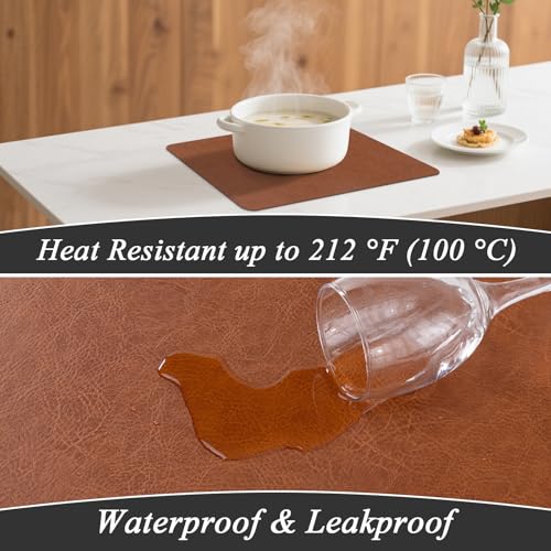 SHACOS Faux Leather Placemats Set of 8 Place Mats Table Mats, Brown Blue - color: Brown and Blue