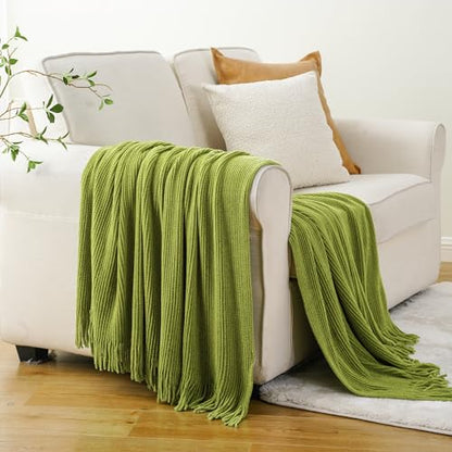 BATTILO HOME Lime Green Throw Blanket for Couch, 50"x60" - color: Apple Green, size: 50 x 60 in.