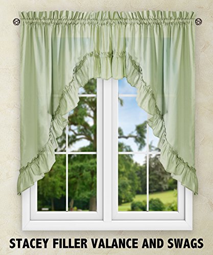 Ellis Curtain Stacey 54-by-13 Inch Ruffled Filler Valance (Sage) - color: Sage